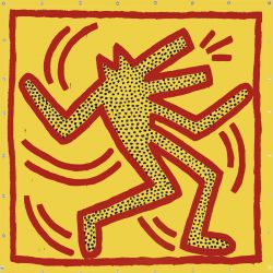 Keith Haring - Untitled, 1982 (red dogs in yellow)