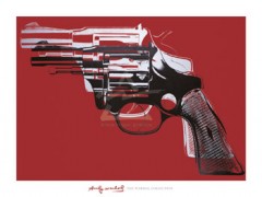Andy Warhol - Gun , c, 1981-82 (White and black on red)