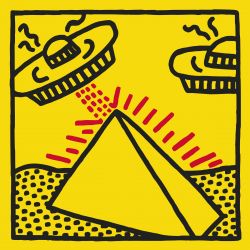 Keith Haring - Untitled, 1984(pyramid with UFOs)