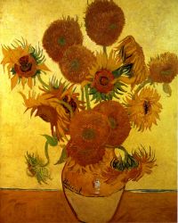 Vincent van Gogh - Sunflowers on Gold, 1888