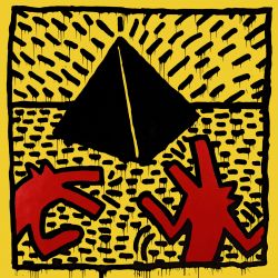 Keith Haring - Untitled, 1982 (red digs with pyramid)