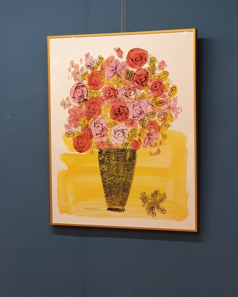 앤디 워홀 ﻿﻿﻿ Andy Warhol﻿ - Basket of flowers, 1958 ( 골드 스틸액자 )